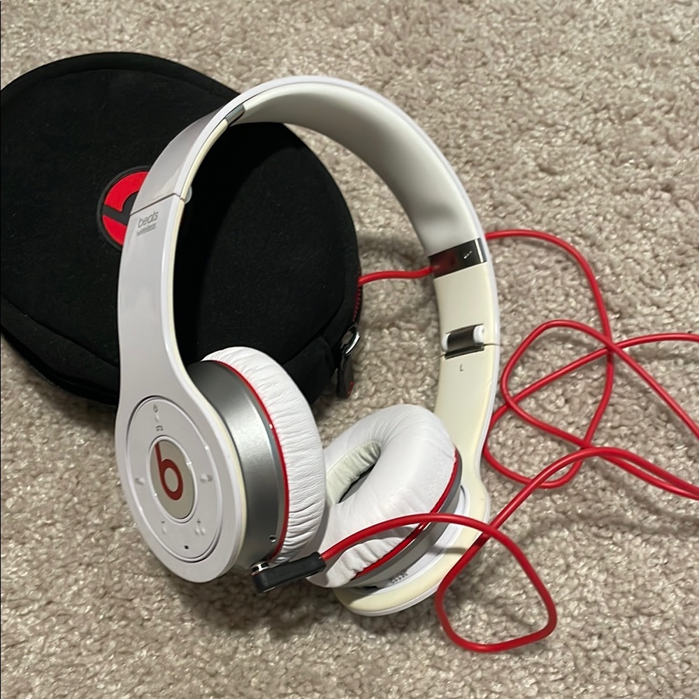 Beats White and Red OnEar Headphones